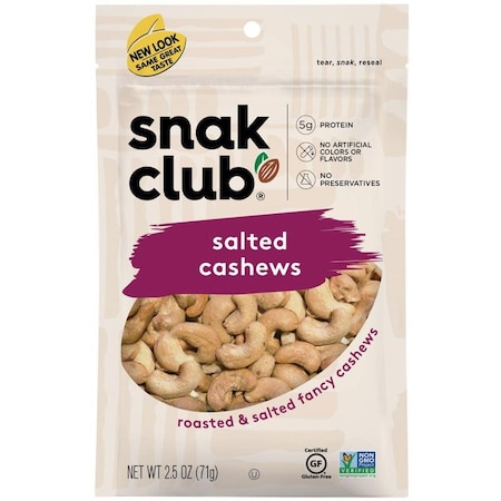 Snak Club Snak Club Salted Cashews 2.5 oz Bagged 1721330
